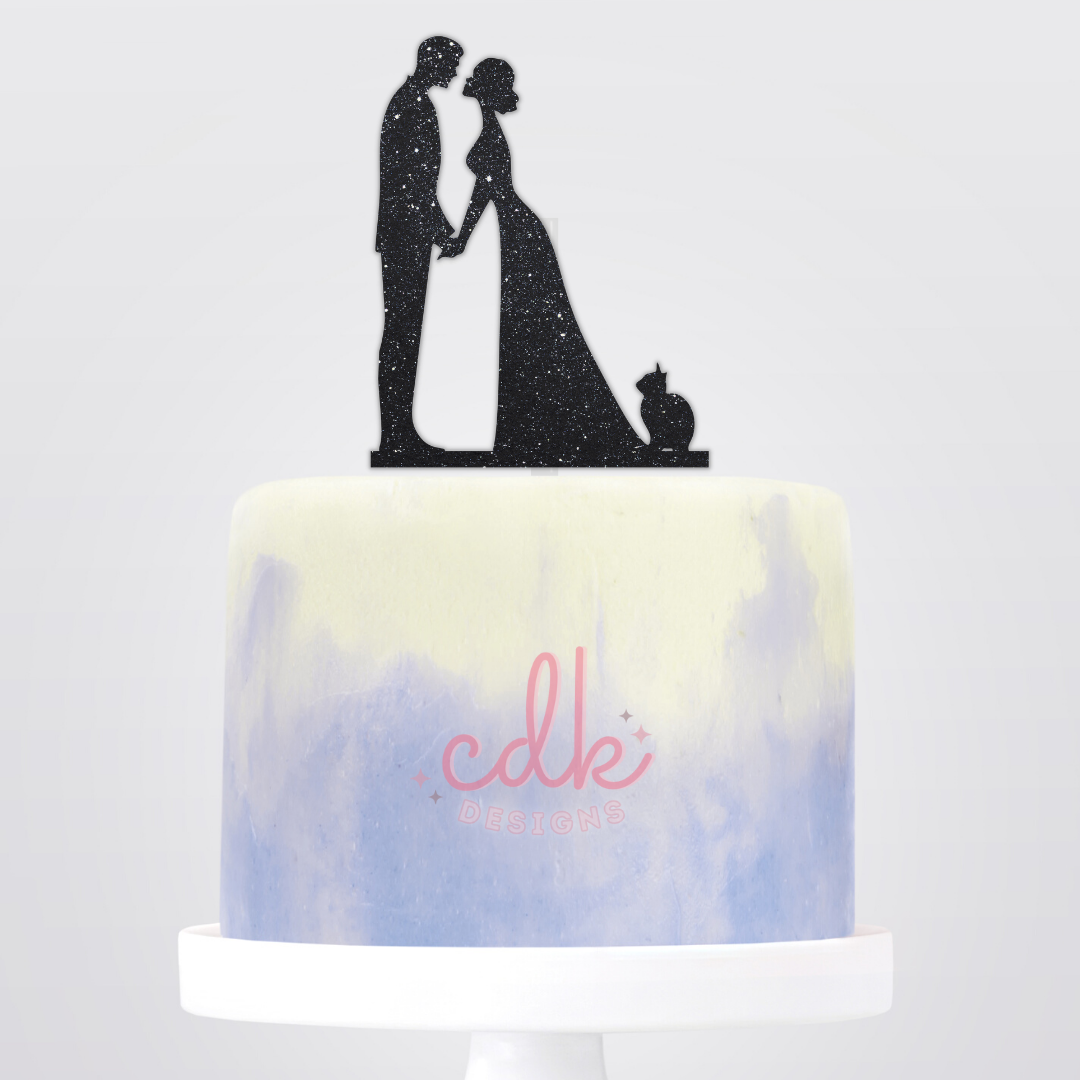 Bride, Groom and Cat - Wedding Cake Topper
