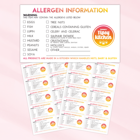 Matt Rectangle Allergen Information Sticker