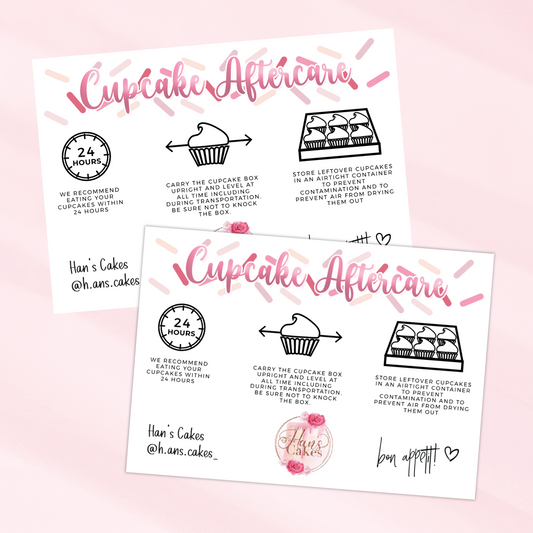 Matt Cupcake Aftercare Cards